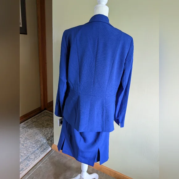 Kasper Blue Blazer and Skirt Set - Picture 3 of 11